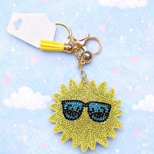 KC Jagger Yellow Sun Keychain with Blue Accents